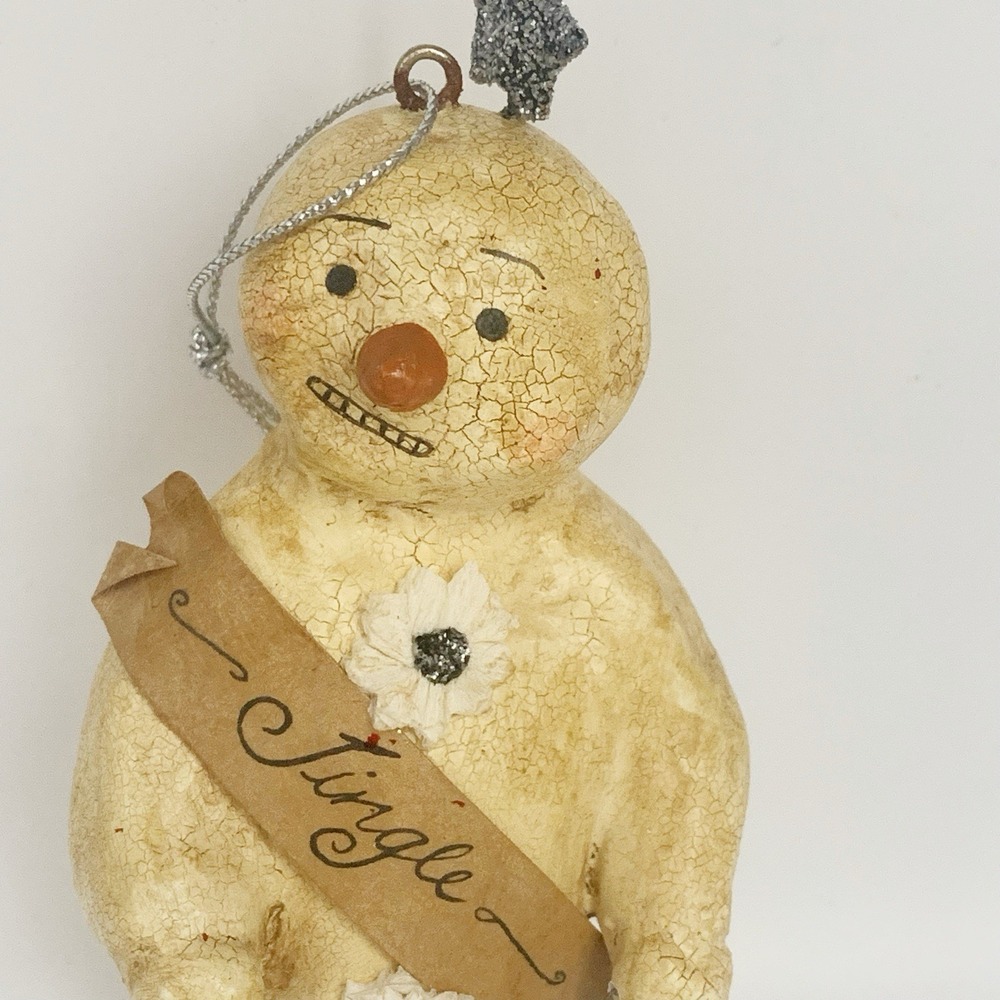 Nicol Sayre Primitive Jingle Snowman Christmas Ornament, Seasons of Cannon Falls - Picture 2 of 4